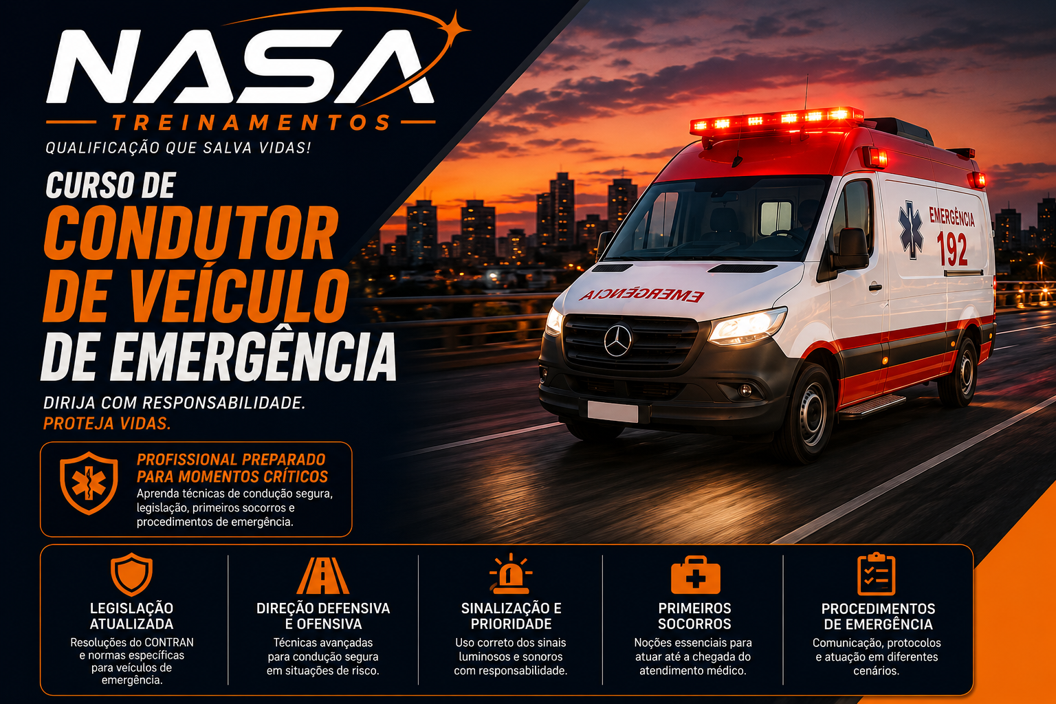 Curso de Condutor de Veículo de Emergência da Nasa Treinamentos